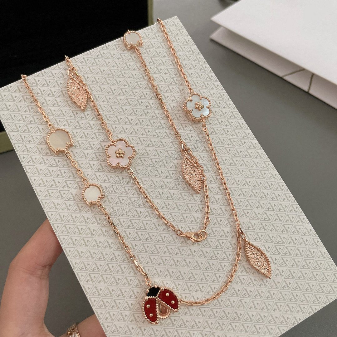 ⭐Miroze LUCKY SPRING 15 MOTIFS ROSE GOLD NECKLACE