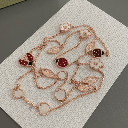 [⭐Miroze]LUCKY SPRING 15 MOTIFS ROSE GOLD NECKLACE