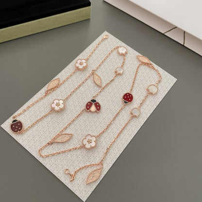 [⭐Miroze]LUCKY SPRING 15 MOTIFS ROSE GOLD NECKLACE