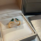 [⭐Veya]DREAM MALACHITE DIAMOND OPEN RING