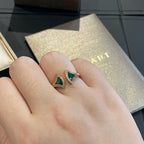 [⭐Veya]DREAM MALACHITE DIAMOND OPEN RING