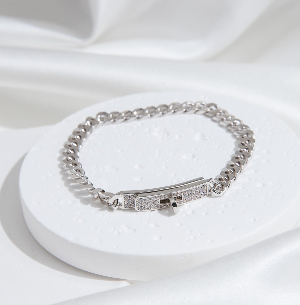 [⭐Miroze]KELLY CHAIN SILVER DIAMOND BRACELET