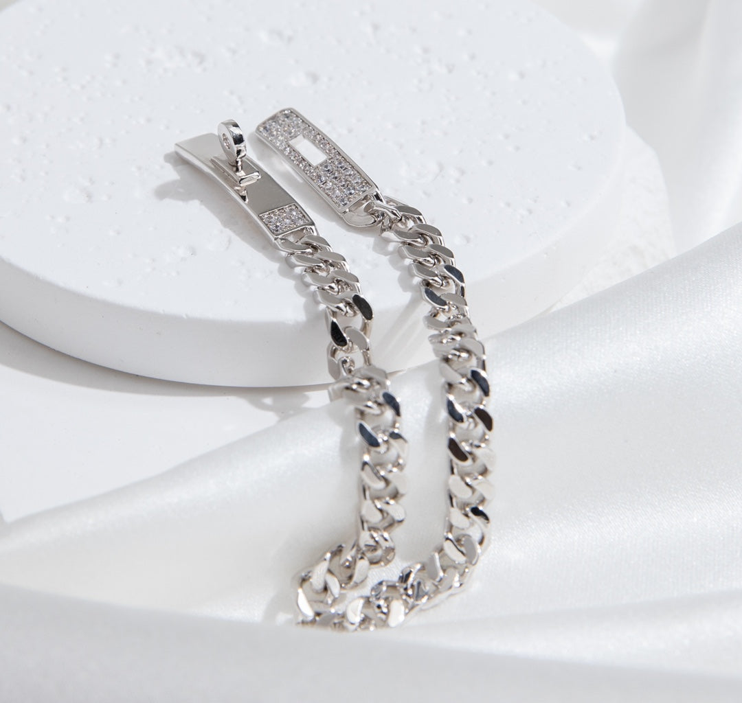 ⭐Miroze KELLY CHAIN SILVER DIAMOND BRACELET