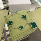 ⭐Miroze CLOVER 5 MOTIFS SIVLER MALACHITE BRACELET
