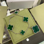 ⭐Miroze CLOVER 5 MOTIFS SIVLER MALACHITE BRACELET