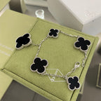 ⭐Miroze CLOVER 5 MOTIFS SIVLER ONYX BRACELET