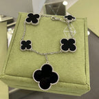 ⭐Miroze CLOVER 5 MOTIFS SIVLER ONYX BRACELET