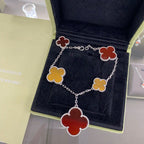 ⭐Miroze CLOVER 5 MOTIFS SIVLER CARNELIAN TIGER EYE BRACELET