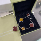 ⭐Miroze CLOVER 5 MOTIFS SIVLER CARNELIAN TIGER EYE BRACELET