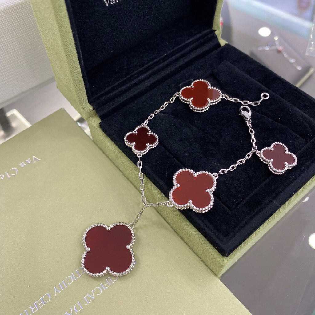 ⭐Miroze CLOVER 5 MOTIFS SIVLER CARNELIAN BRACELET