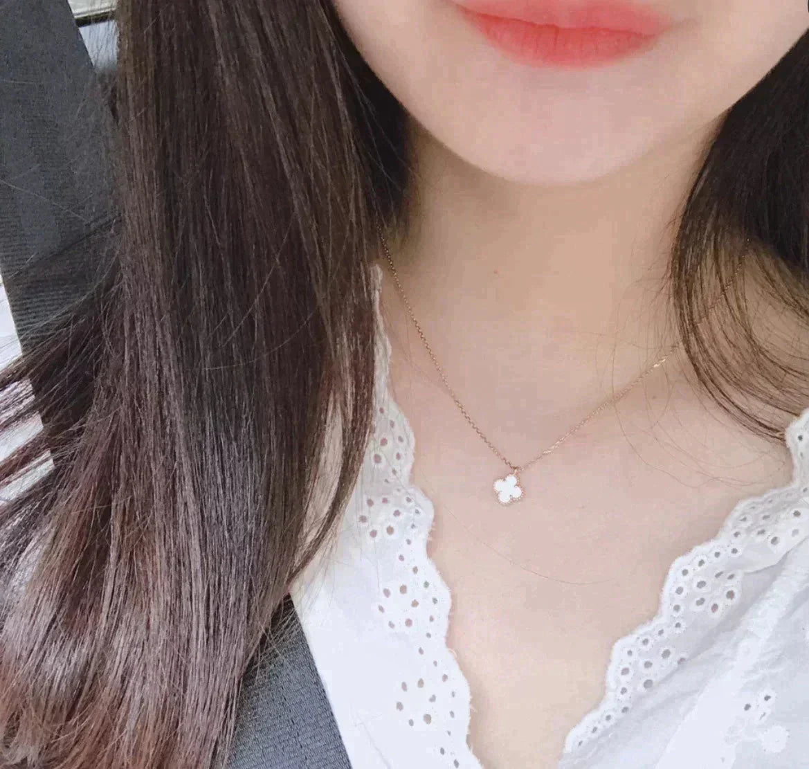 ⭐Miroze CLOVER MINI 9.5MM WHITE MOTHER-OF-PEARL NECKLACE