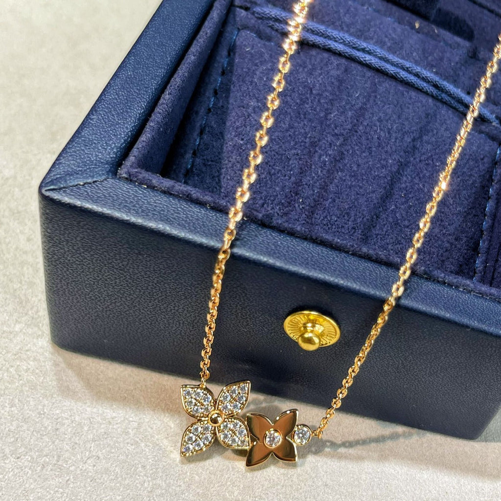 ⭐Miroze STAR BLOSSOM NECKLACE PINK GOLD DIAMONDS