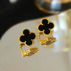 ⭐Miroze CLOVER MEDIUM 1 MOTIFS  ONYX STUD EARRINGS