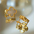 ⭐Miroze CLOVER MEDIUM 1 MOTIFS  WHITE MOP STUD EARRINGS
