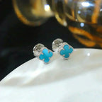 ⭐Miroze CLOVER MINI 9.5MM ONYX STUD EARRINGS SILVER