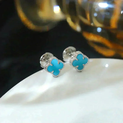[⭐Miroze] CLOVER MINI 9.5MM ONYX STUD EARRINGS SILVER
