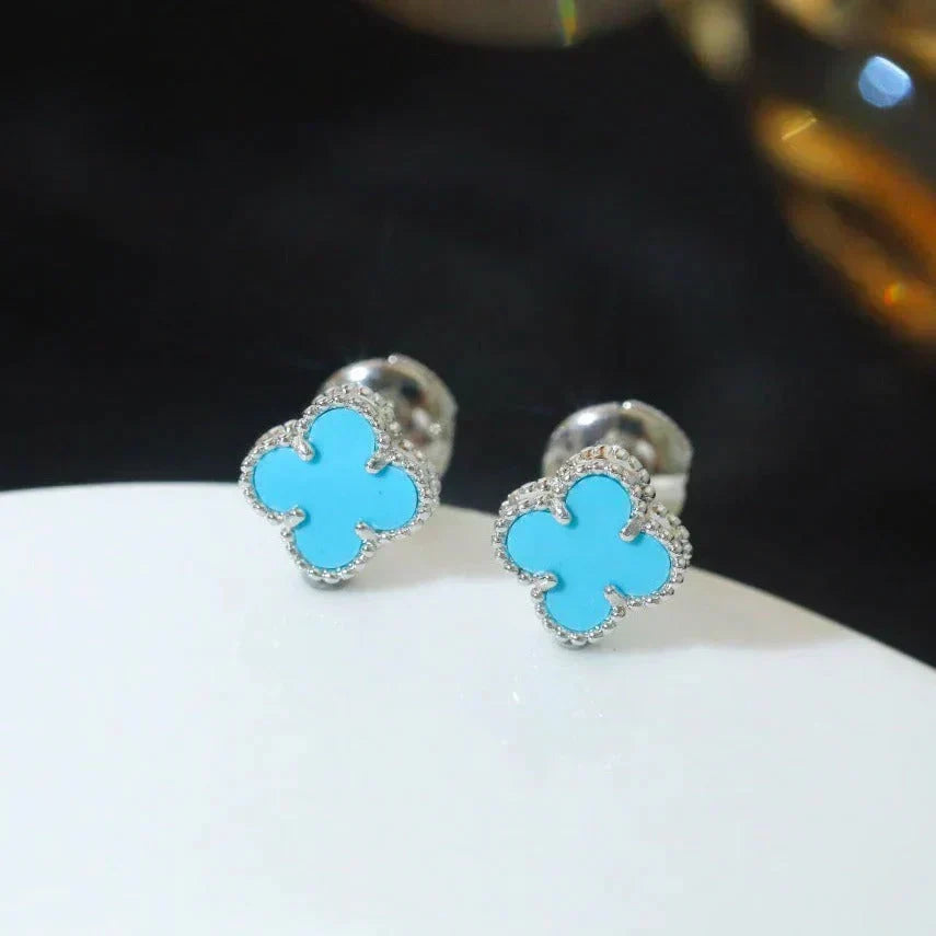 [⭐Miroze] CLOVER MINI 9.5MM ONYX STUD EARRINGS SILVER