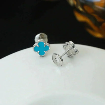 [⭐Miroze] CLOVER MINI 9.5MM ONYX STUD EARRINGS SILVER