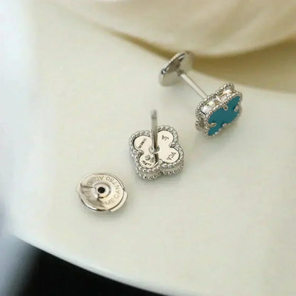 [⭐Miroze] CLOVER MINI 9.5MM ONYX STUD EARRINGS SILVER