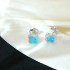 ⭐Miroze CLOVER MINI 9.5MM ONYX STUD EARRINGS SILVER