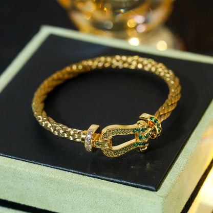 [⭐Miroze]FORCE 10 GOLD GREEN DIAMOND PAVED