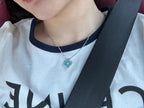 ⭐Miroze CLOVER 1 DIAMOND LIGHT BLUE SILVER NECKLACE