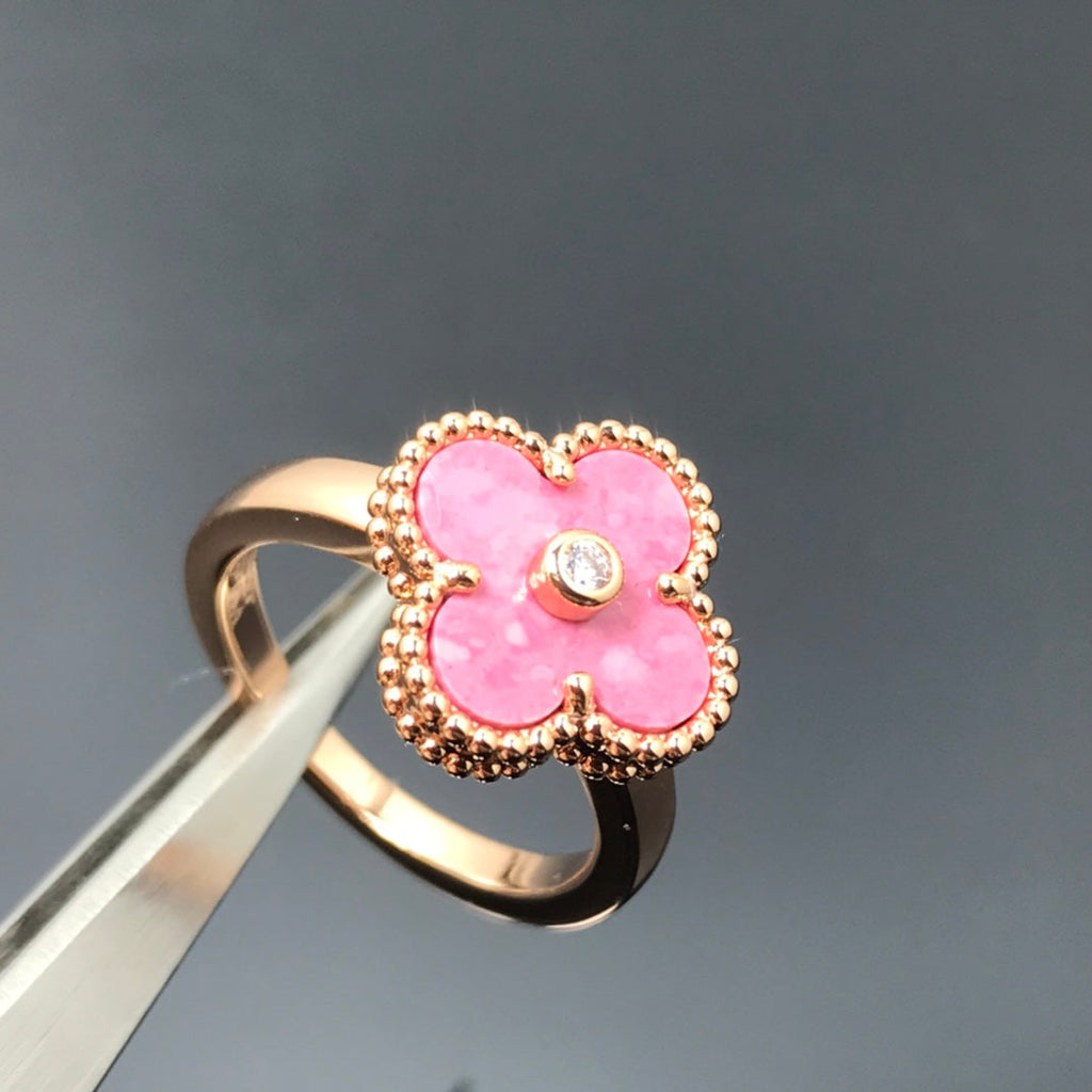 ⭐Miroze CLOVER RHODONITE ROSE GOLD RING