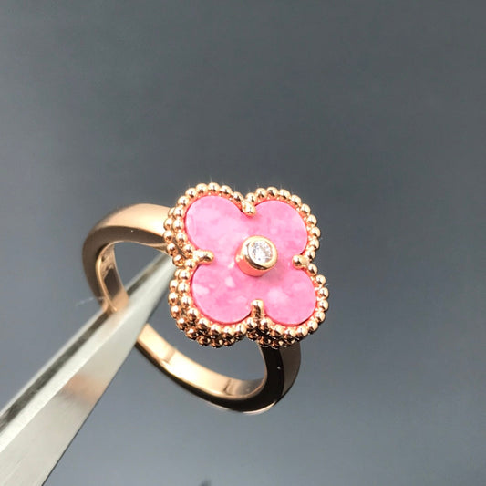 [⭐Miroze]CLOVER RHODONITE ROSE GOLD RING