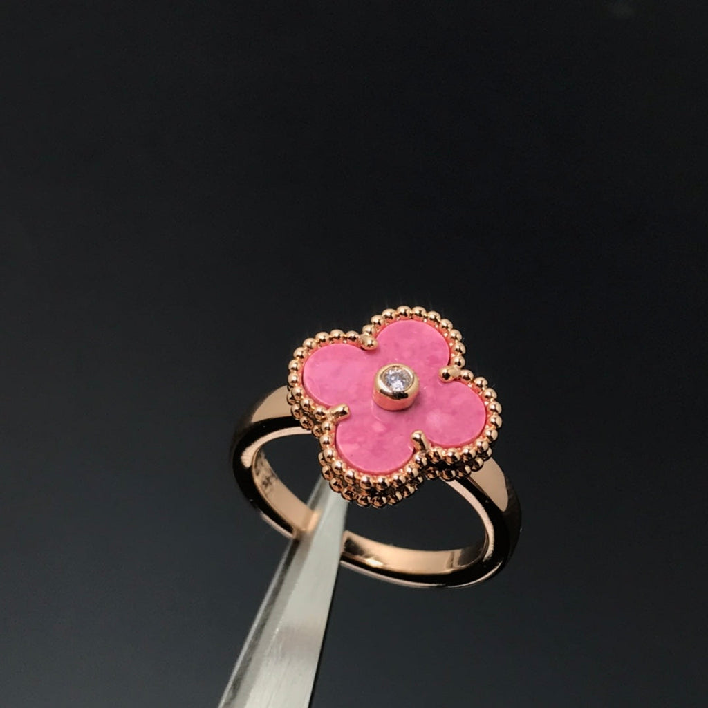 ⭐Miroze CLOVER RHODONITE ROSE GOLD RING