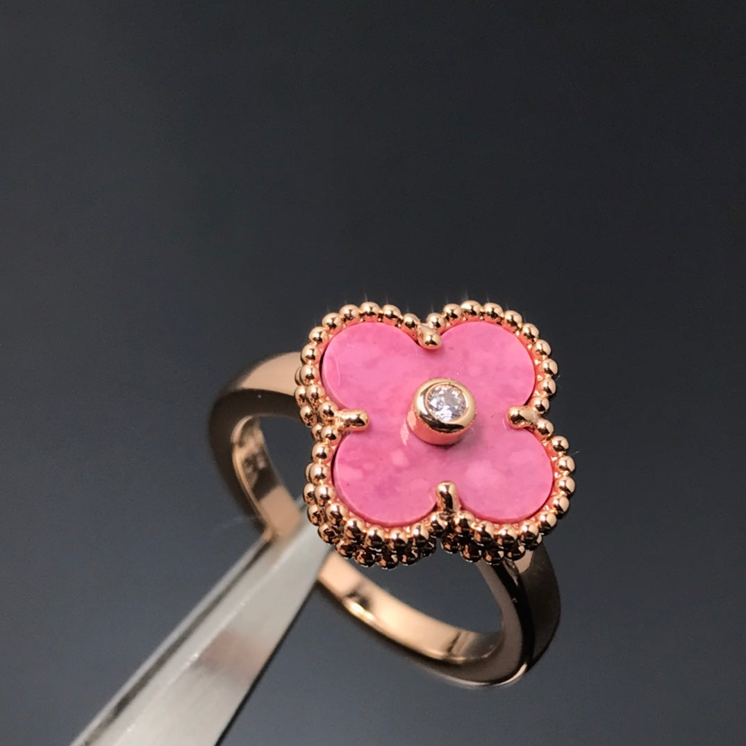 ⭐Miroze CLOVER RHODONITE ROSE GOLD RING