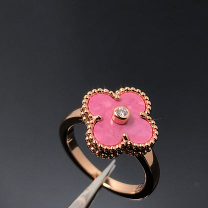 [⭐Miroze]CLOVER RHODONITE ROSE GOLD RING