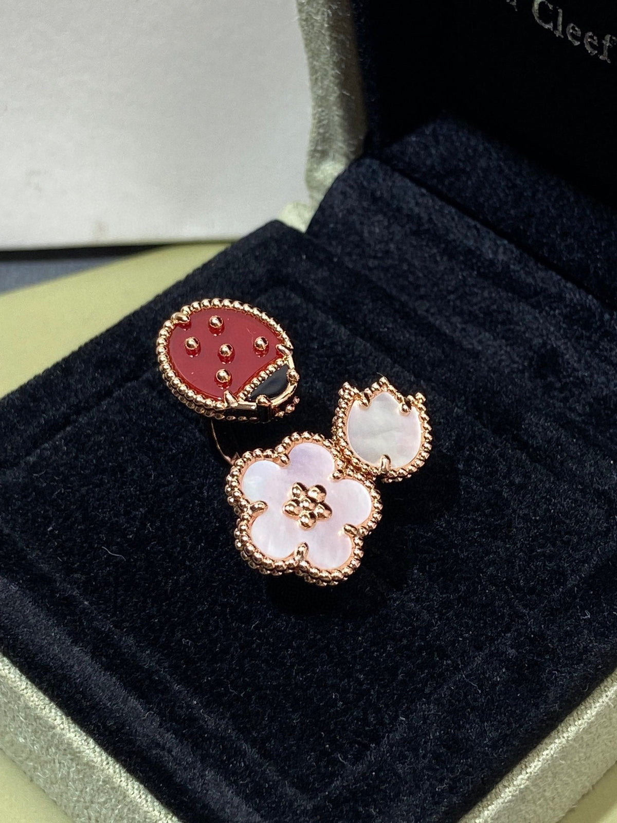 [⭐Miroze]LUCKY 3 MOTIF ROSE GOLD RING