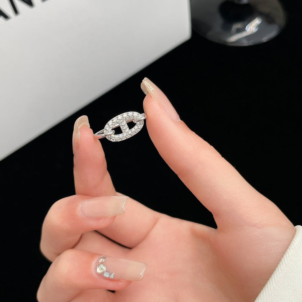 ⭐Miroze RONDE SMALL SILVER DIAMOND RING