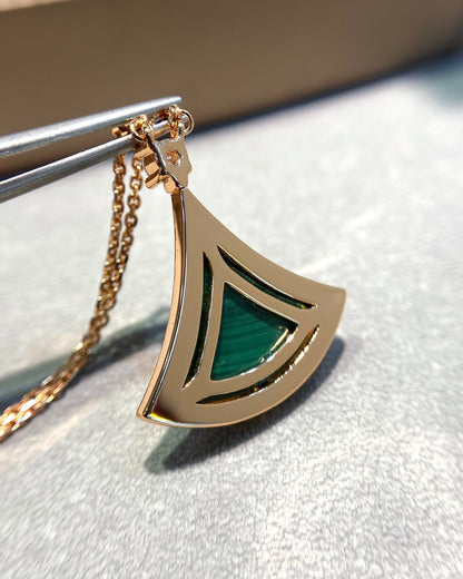 [⭐Miroze]DREAM MALACHITE DIAMOND PAVED PINK GOLD NECKLACE