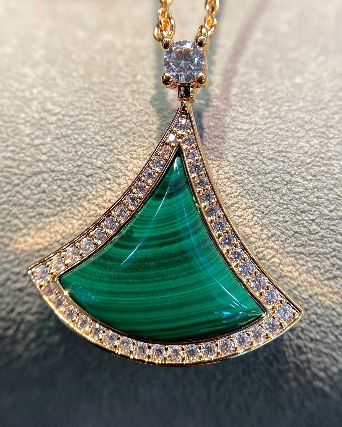 [⭐Veya]DREAM MALACHITE DIAMOND PAVED PINK GOLD NECKLACE