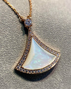 [⭐Veya]DREAM MOP DIAMOND PAVED PINK GOLD NECKLACE