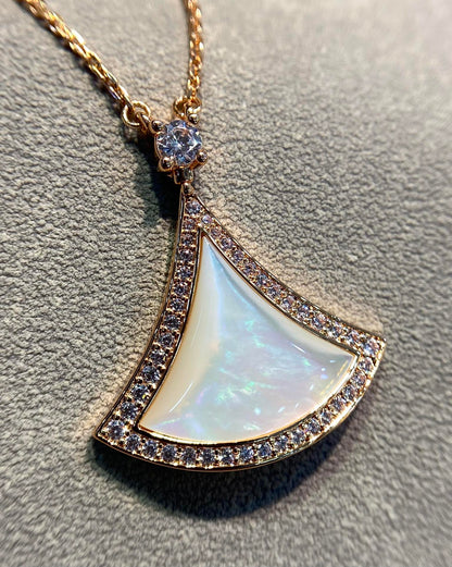 [⭐Miroze]DREAM MOP DIAMOND PAVED PINK GOLD NECKLACE