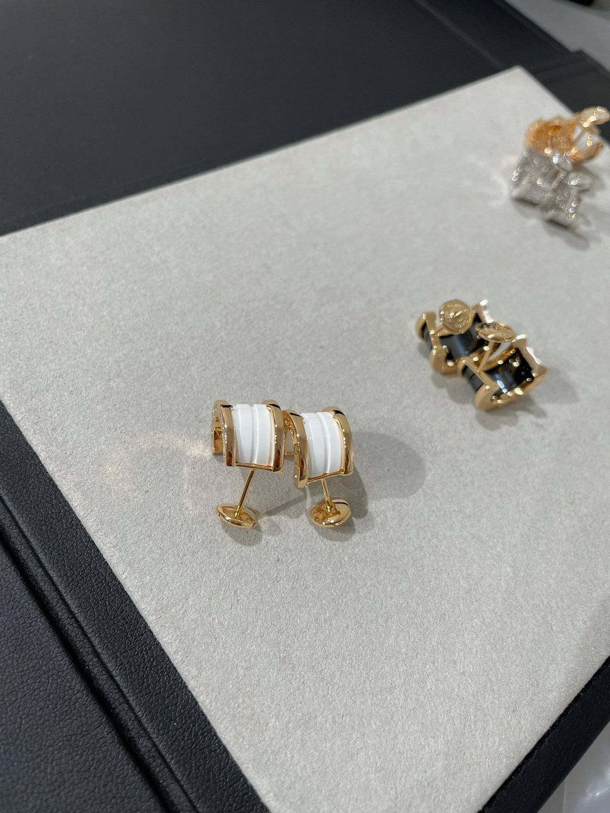 [⭐Veya]ZERO 1 PINK GOLD CERAMIC EARRINGS