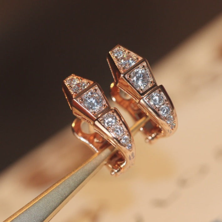 [⭐Veya]SERPENT PINK GOLD DIAMOND EARRINGS