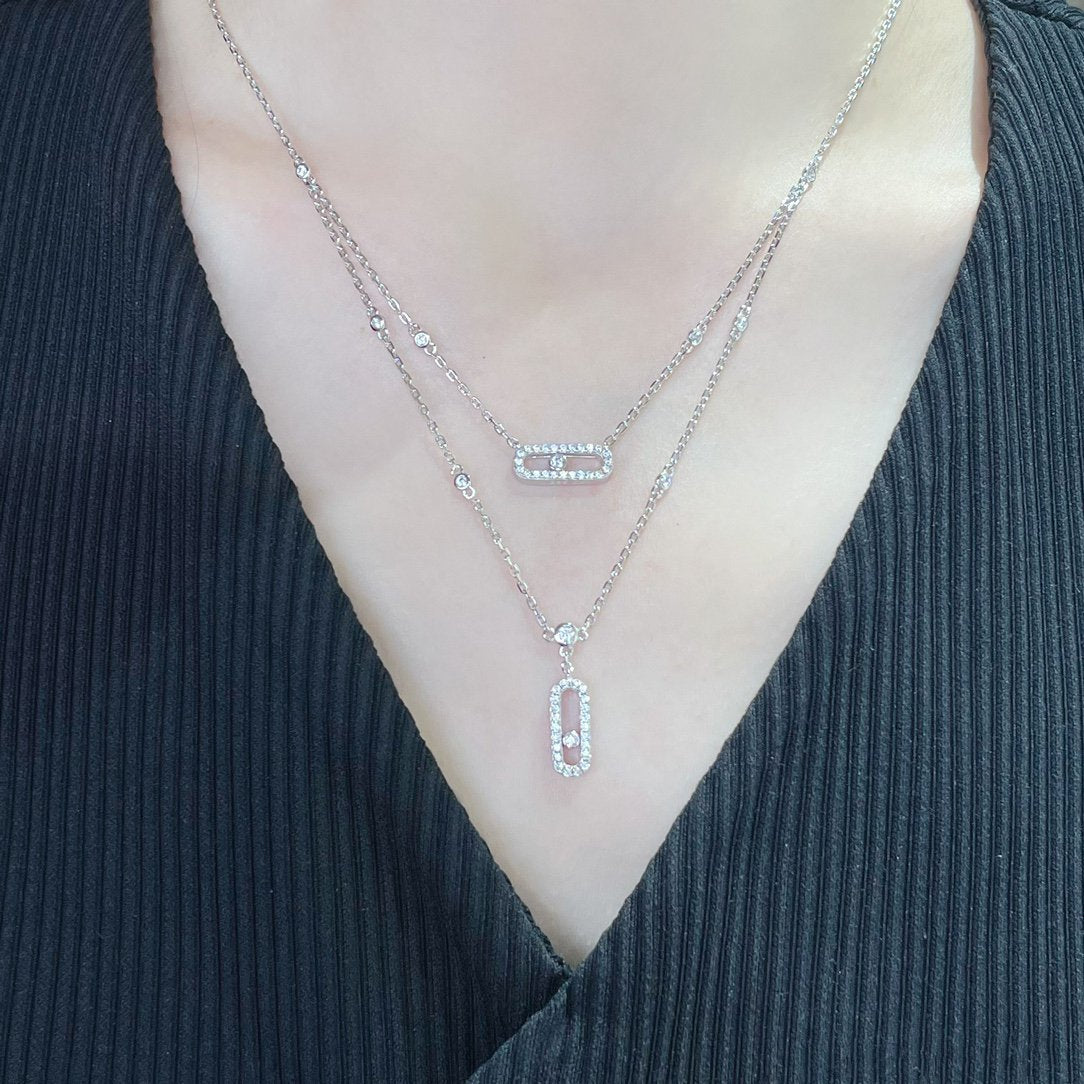 [⭐Miroze]MOVE 2 ROW DIAMOND NECKLACE