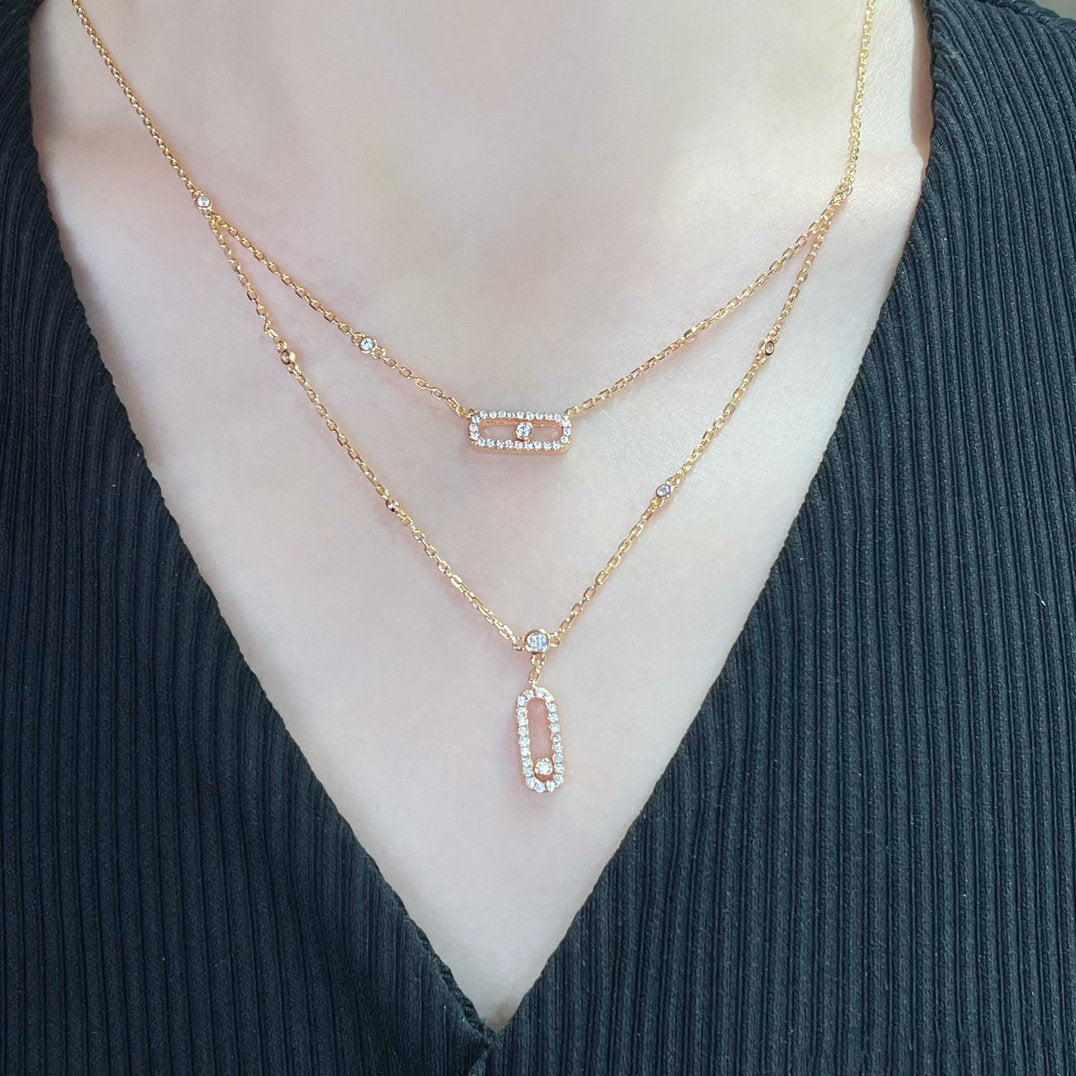 [⭐Miroze]MOVE 2 ROW DIAMOND NECKLACE