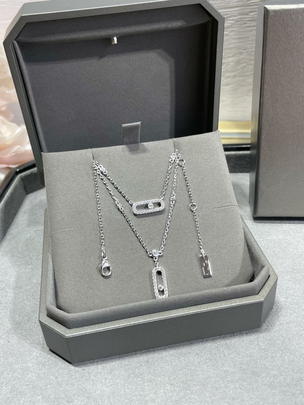 [⭐Miroze]MOVE 2 ROW DIAMOND NECKLACE