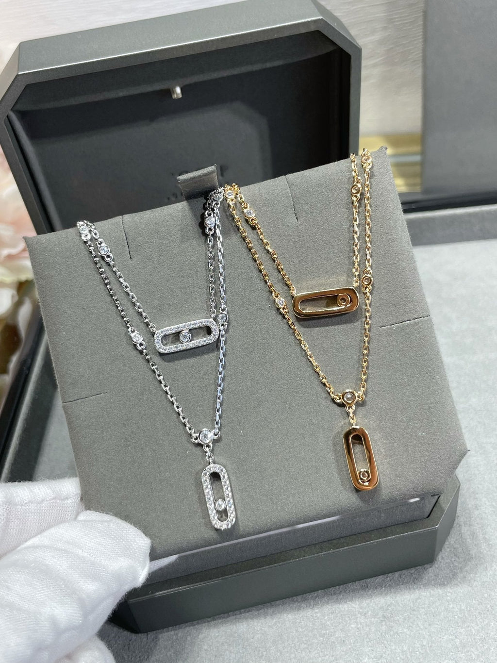 [⭐Miroze]MOVE 2 ROW DIAMOND NECKLACE