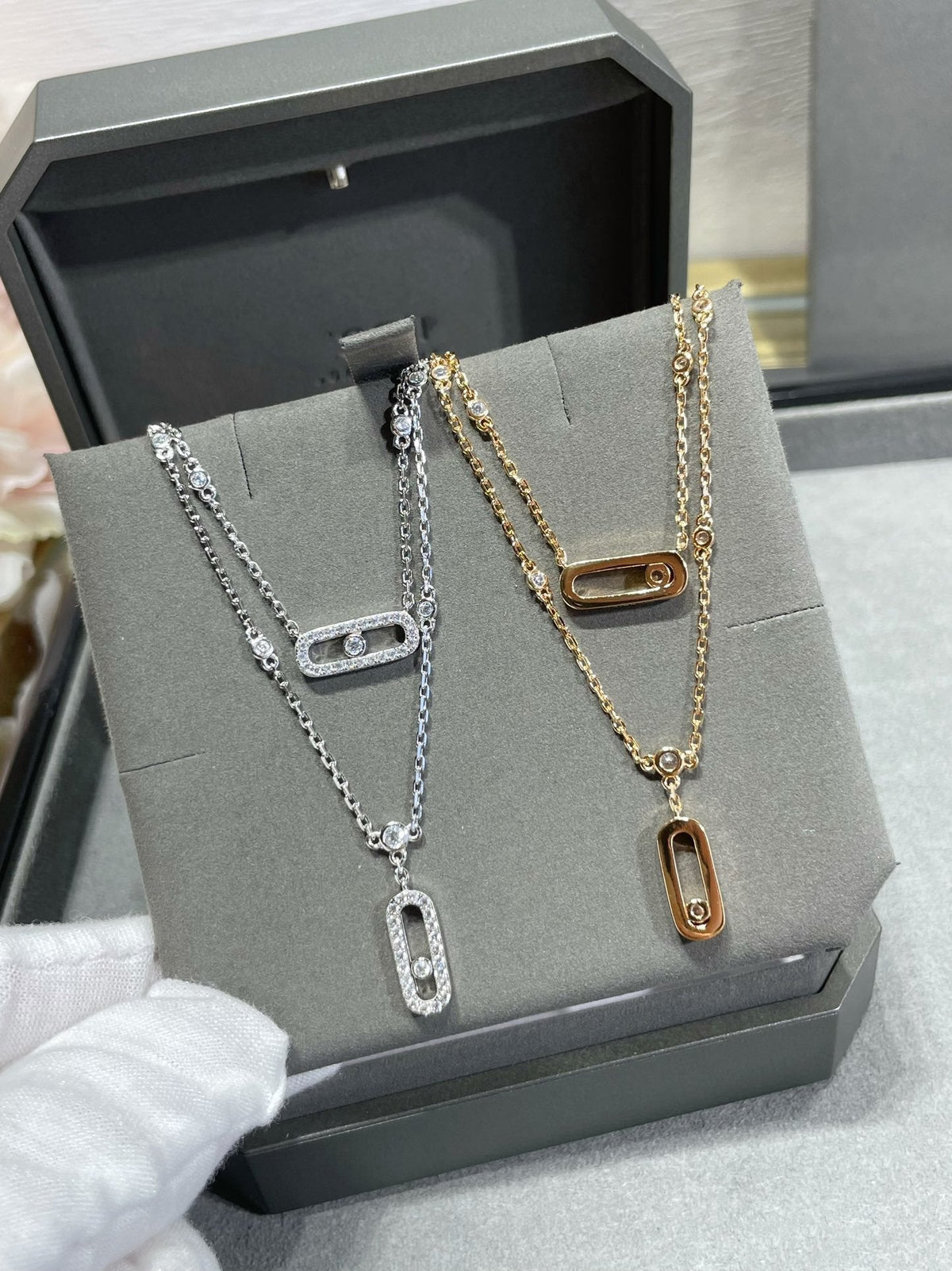 [⭐Miroze]MOVE 2 ROW DIAMOND NECKLACE