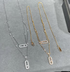 [⭐Miroze]MOVE 2 ROW DIAMOND NECKLACE
