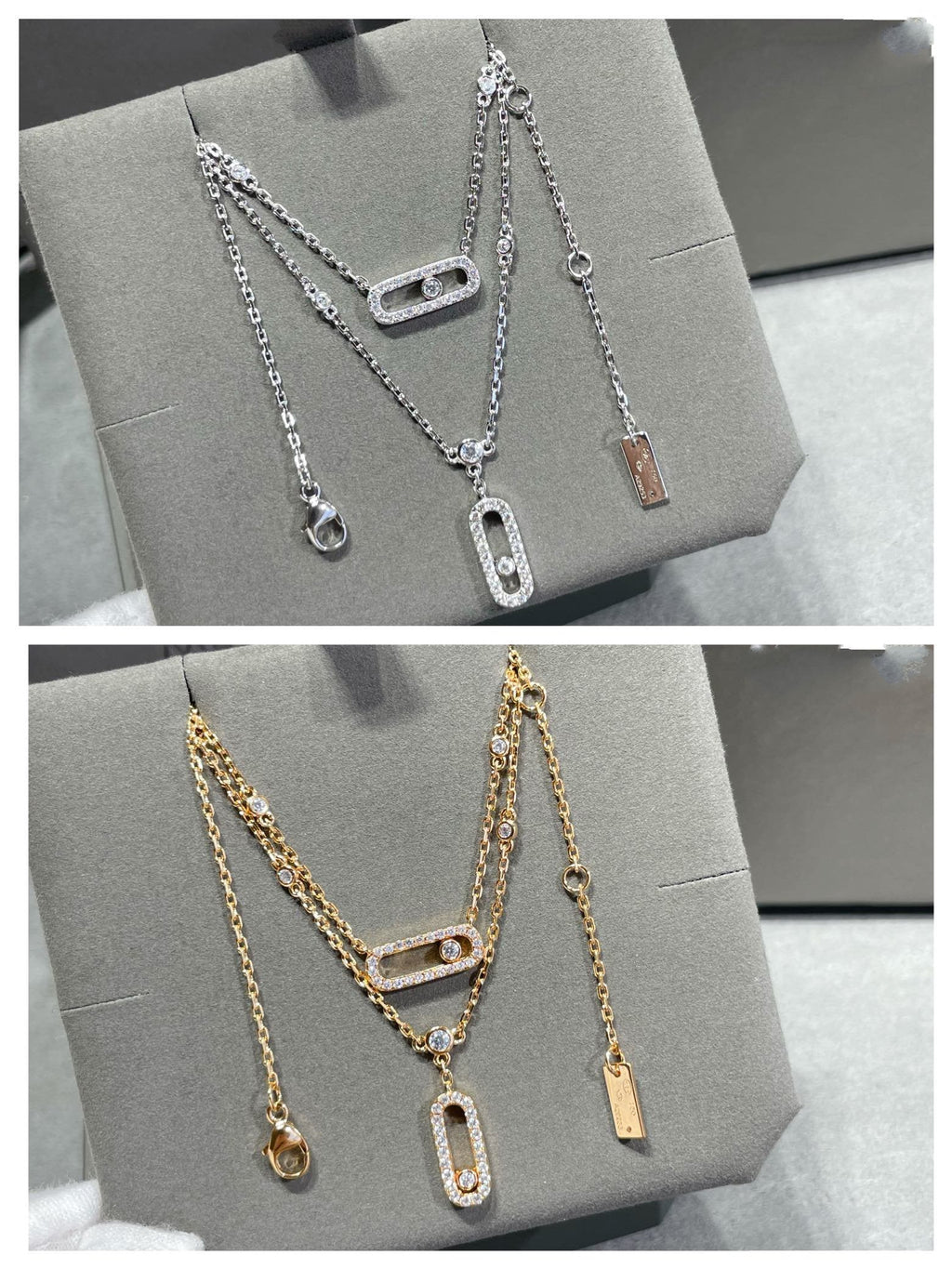 [⭐Miroze]MOVE 2 ROW DIAMOND NECKLACE