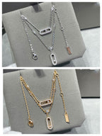 [⭐Miroze]MOVE 2 ROW DIAMOND NECKLACE