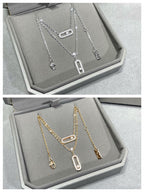 [⭐Miroze]MOVE 2 ROW DIAMOND NECKLACE