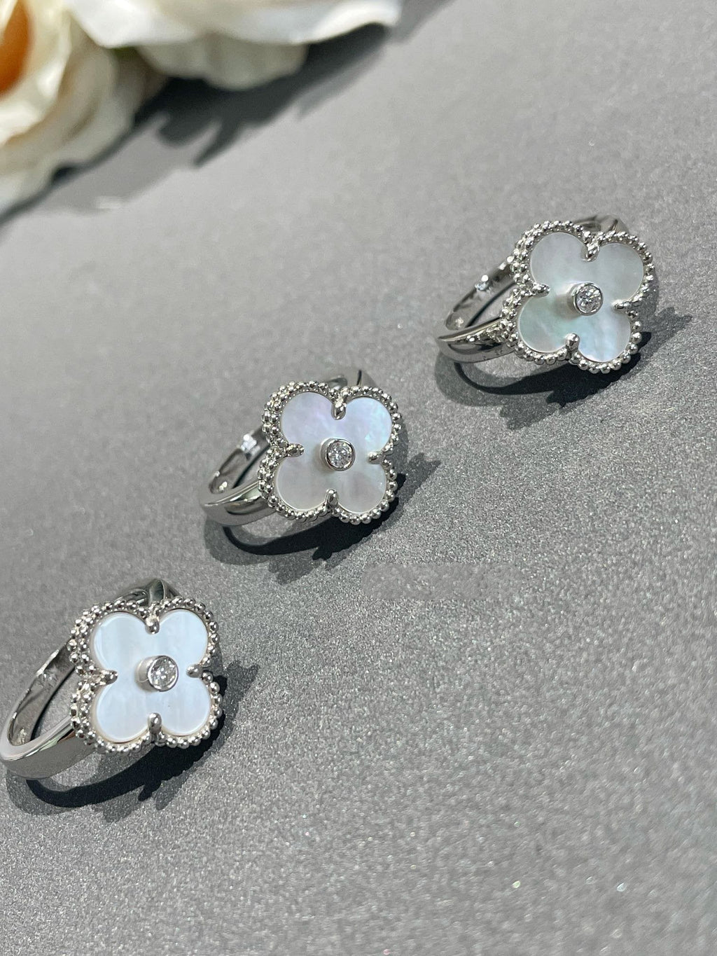 ⭐Miroze CLOVER SILVER MOP DIAMOND RING