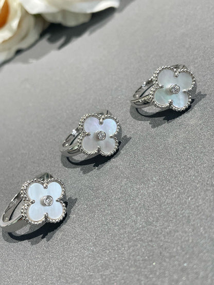 [⭐Miroze]CLOVER SILVER MOP DIAMOND RING